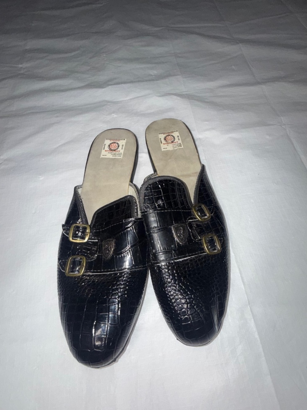 REAL LEATHER PRINTED BLACK HALF SHOE SIZE 11